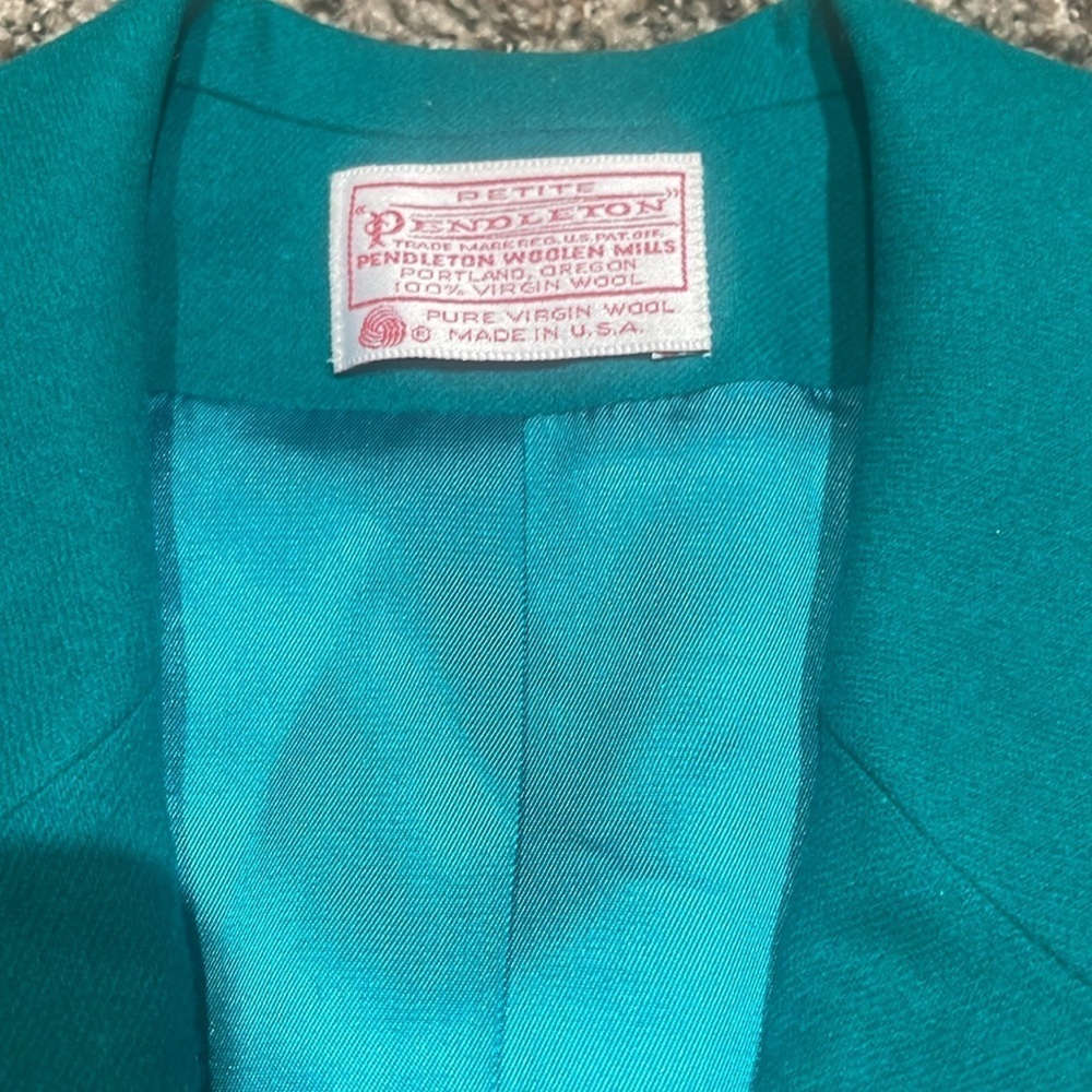 Vintage Pendleton Blazer Emerald/Teal Green Size … - image 5